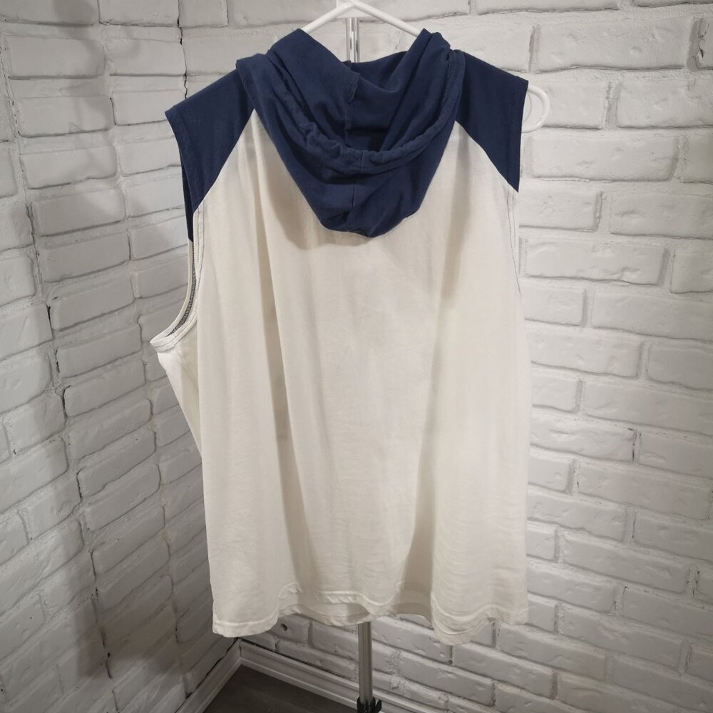 The Beatles Men's Size Large Blue & White Sleeveless Drawstring Hoodie - Picture 2 of 8